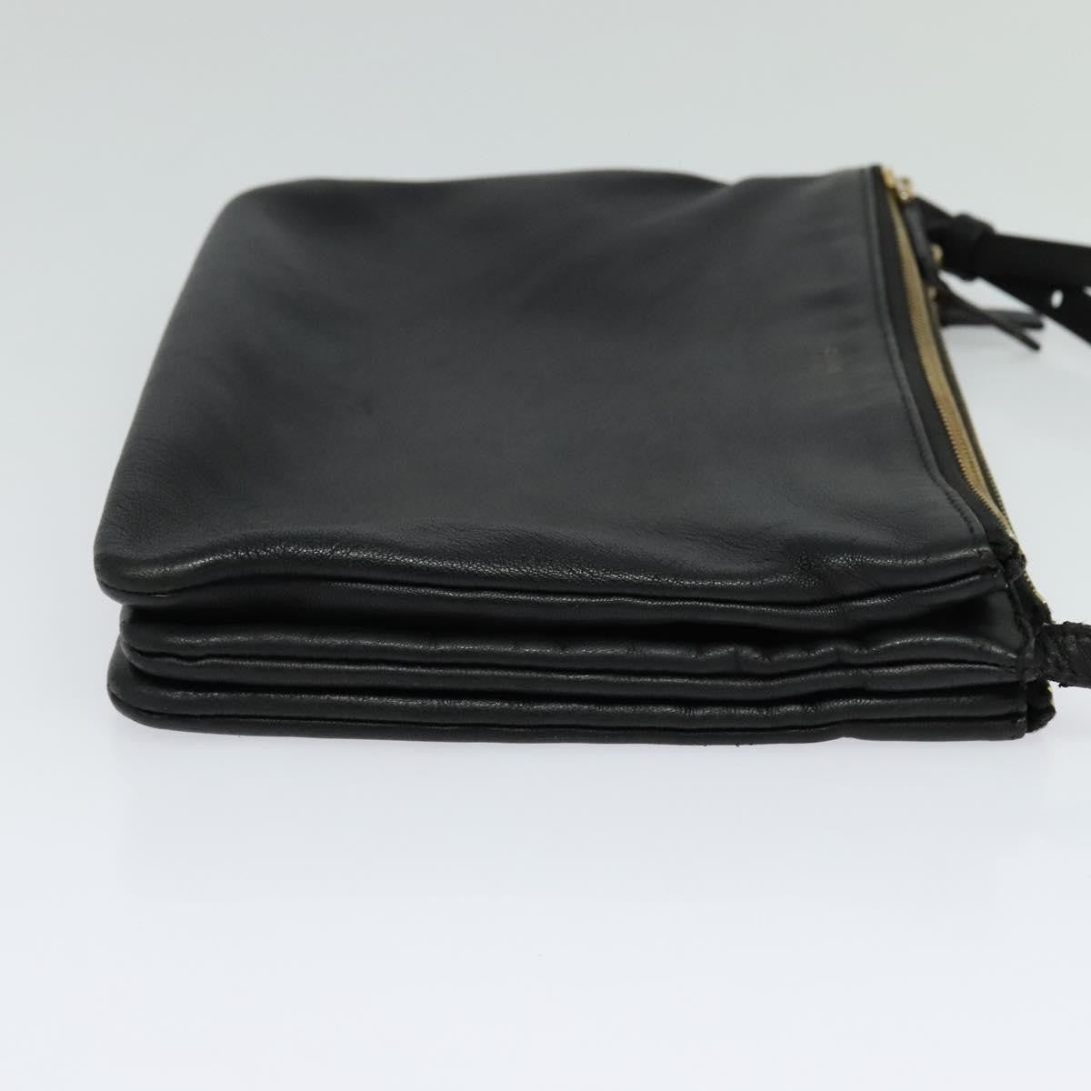 Celine Trio Crossbody Bag Leather, BLACK, LEATHER, Crossbody bag