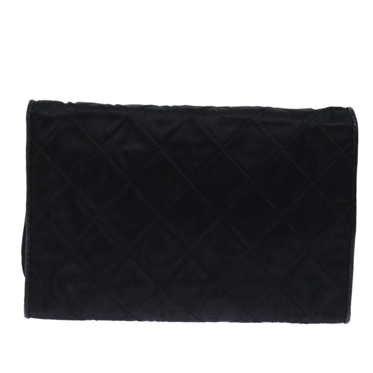 Chanel Vintage Full Flap Shoulder Bag Quilted Satin, BLACK, SATIN, Shoulder bag