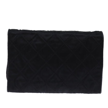 Chanel Vintage Full Flap Shoulder Bag Quilted Satin, BLACK, SATIN, Shoulder bag