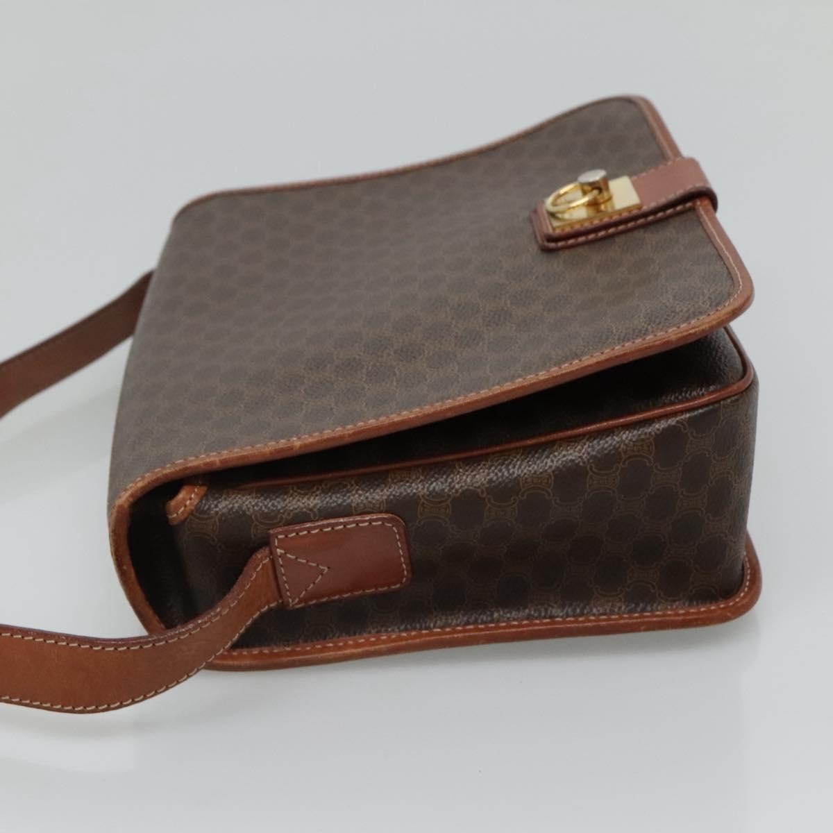 Celine Vintage Macadam Shoulder Bag Canvas and Leather, BROWN, CANVAS, Shoulder bag
