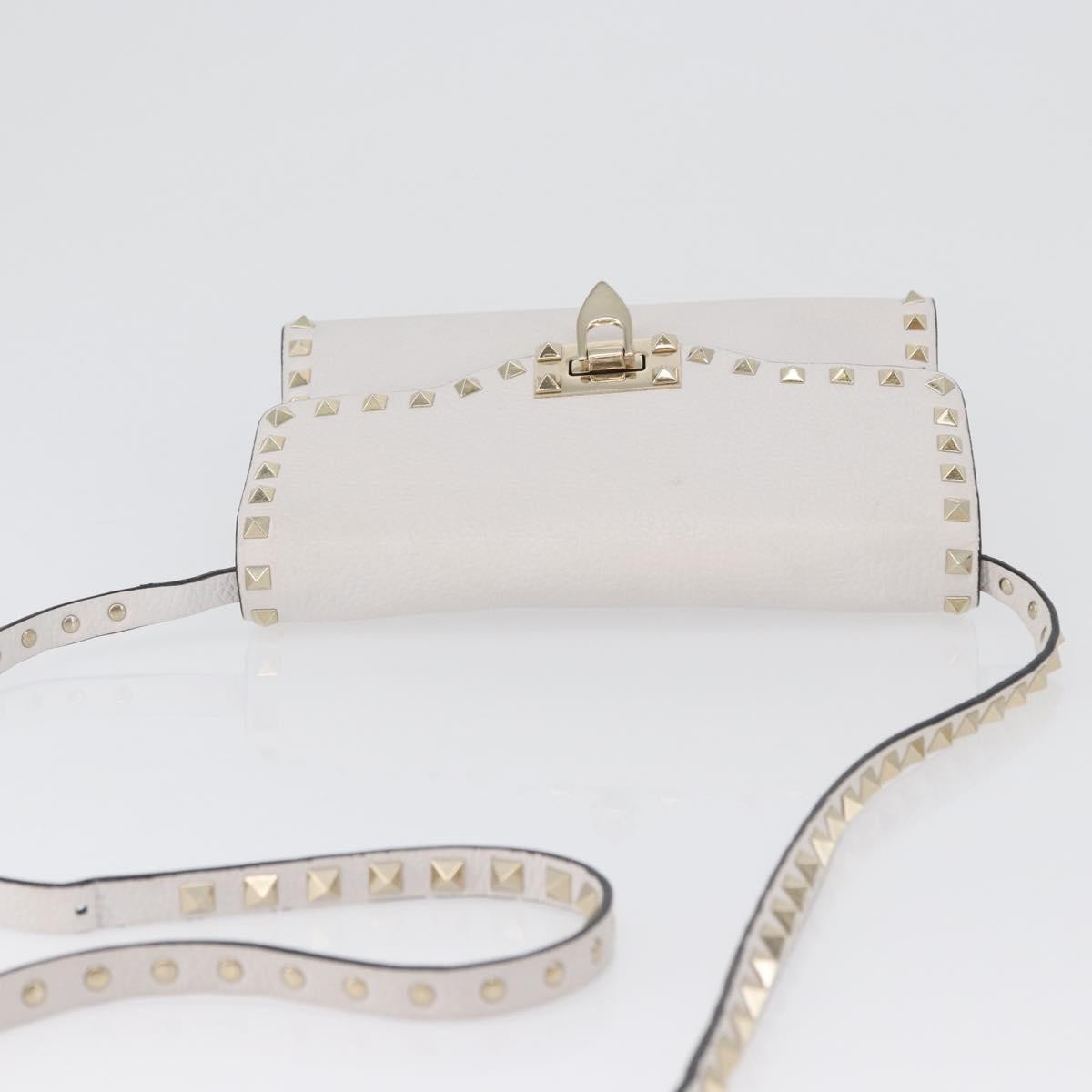 Valentino Garavani Rockstud Flip Lock Flap Bag Leather, WHITE, LEATHER, Shoulder bag