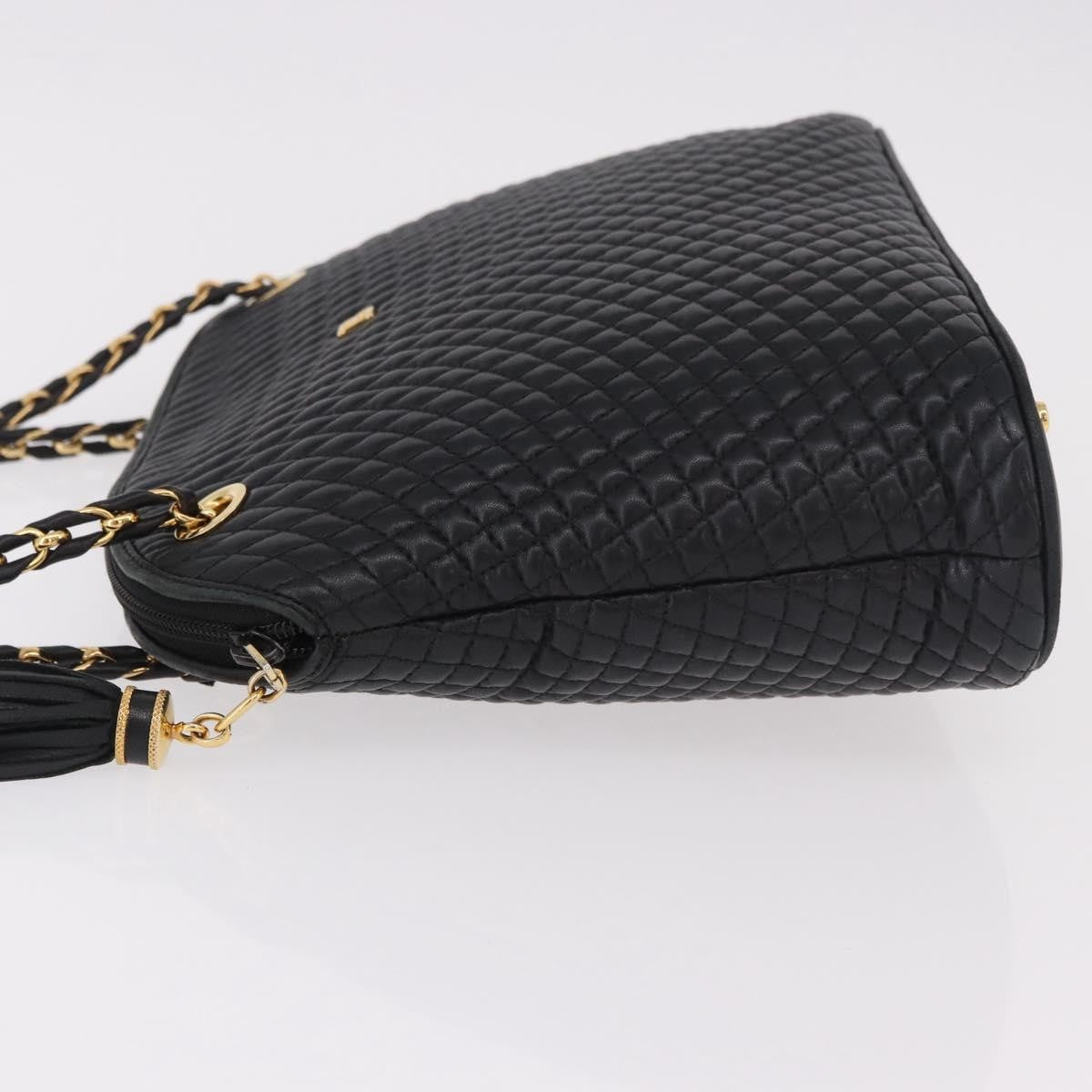 Bally Vintage Chain Shoulder Bag Quilted Leather, Black, Leather, Shoulder Bag