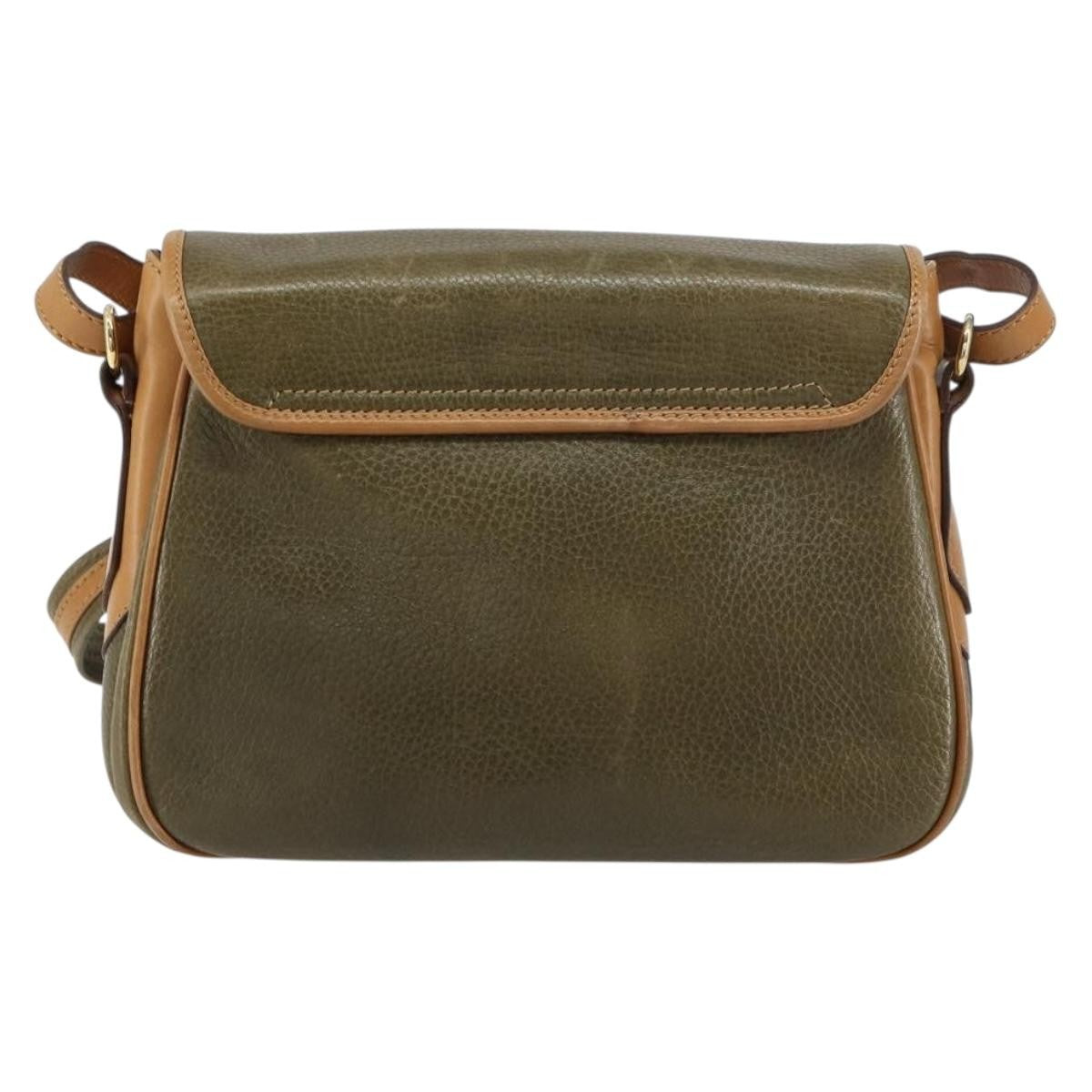 Celine Vintage Shoulder Bag Leather, KHAKI, LEATHER, Shoulder bag