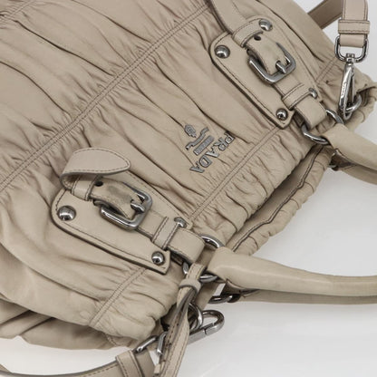 Prada Gaufre Convertible Tote Nappa Leather, BEIGE, LEATHER, Handbag