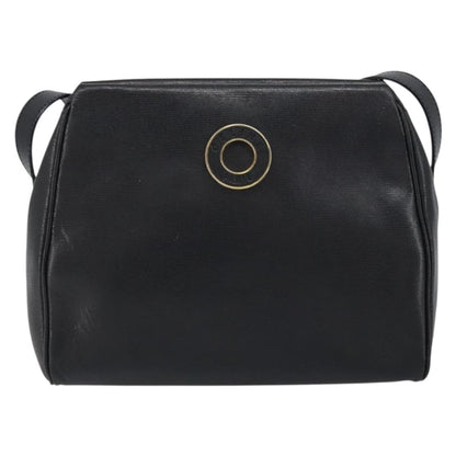 Celine Circle Logo Shoulder Bag Leather, BLACK, LEATHER, Shoulder bag