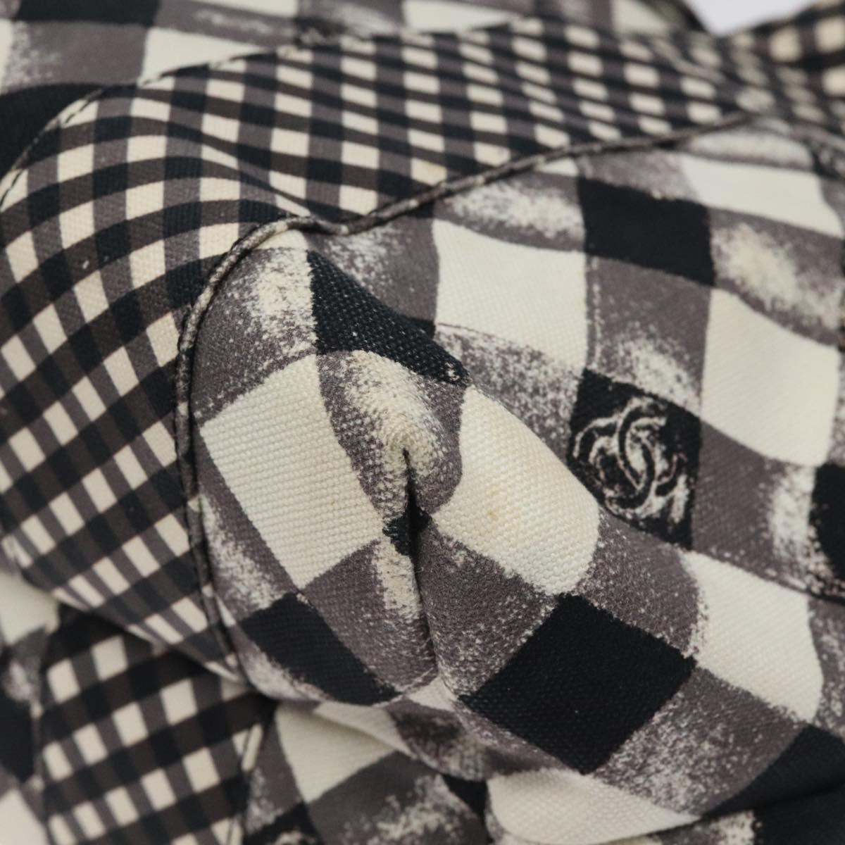 Chanel Top Handle Satchel Gingham Print Canvas, BLACK, CANVAS, Handbag