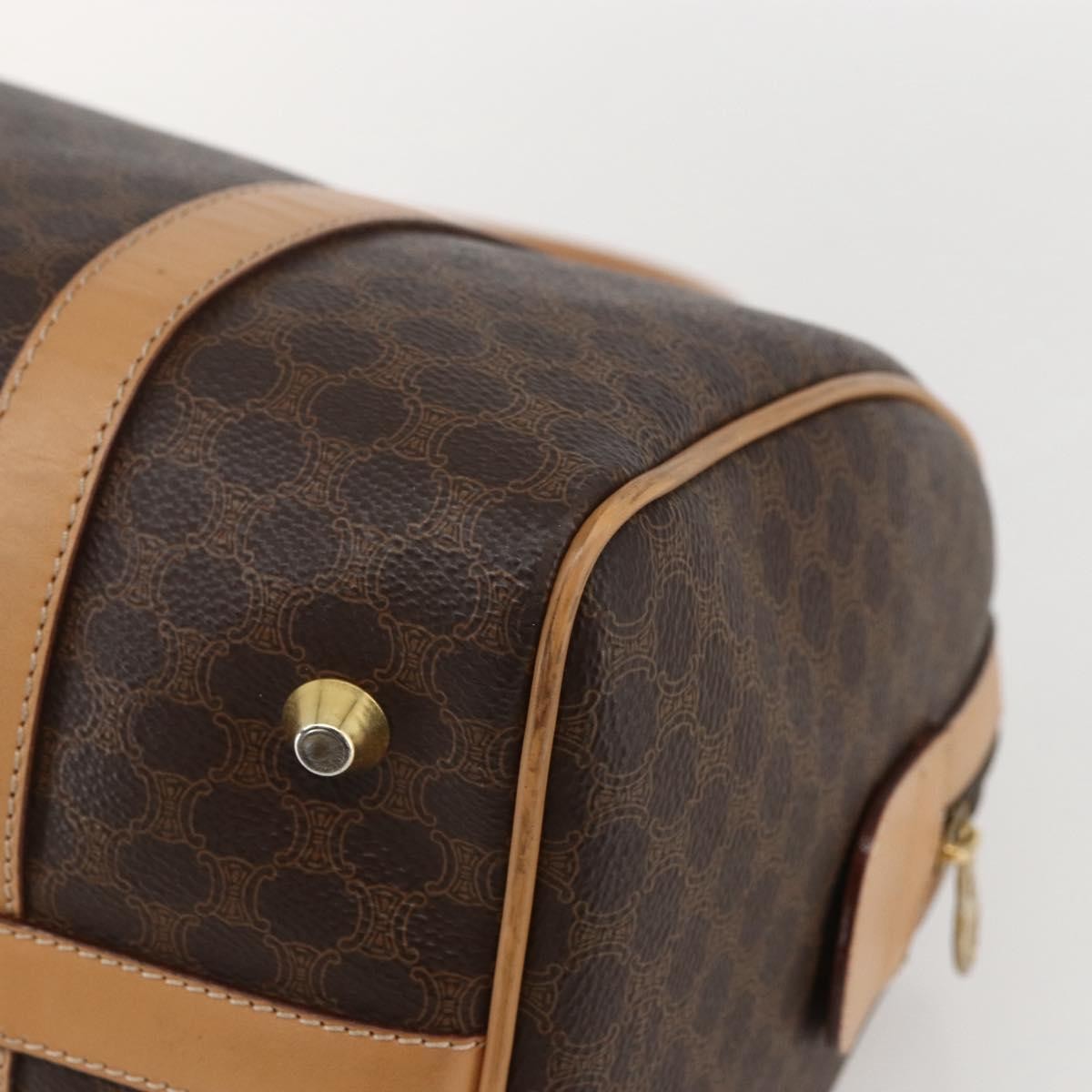 Celine Vintage Macadam Boston bag Canvas, BROWN, CANVAS, Travel bag