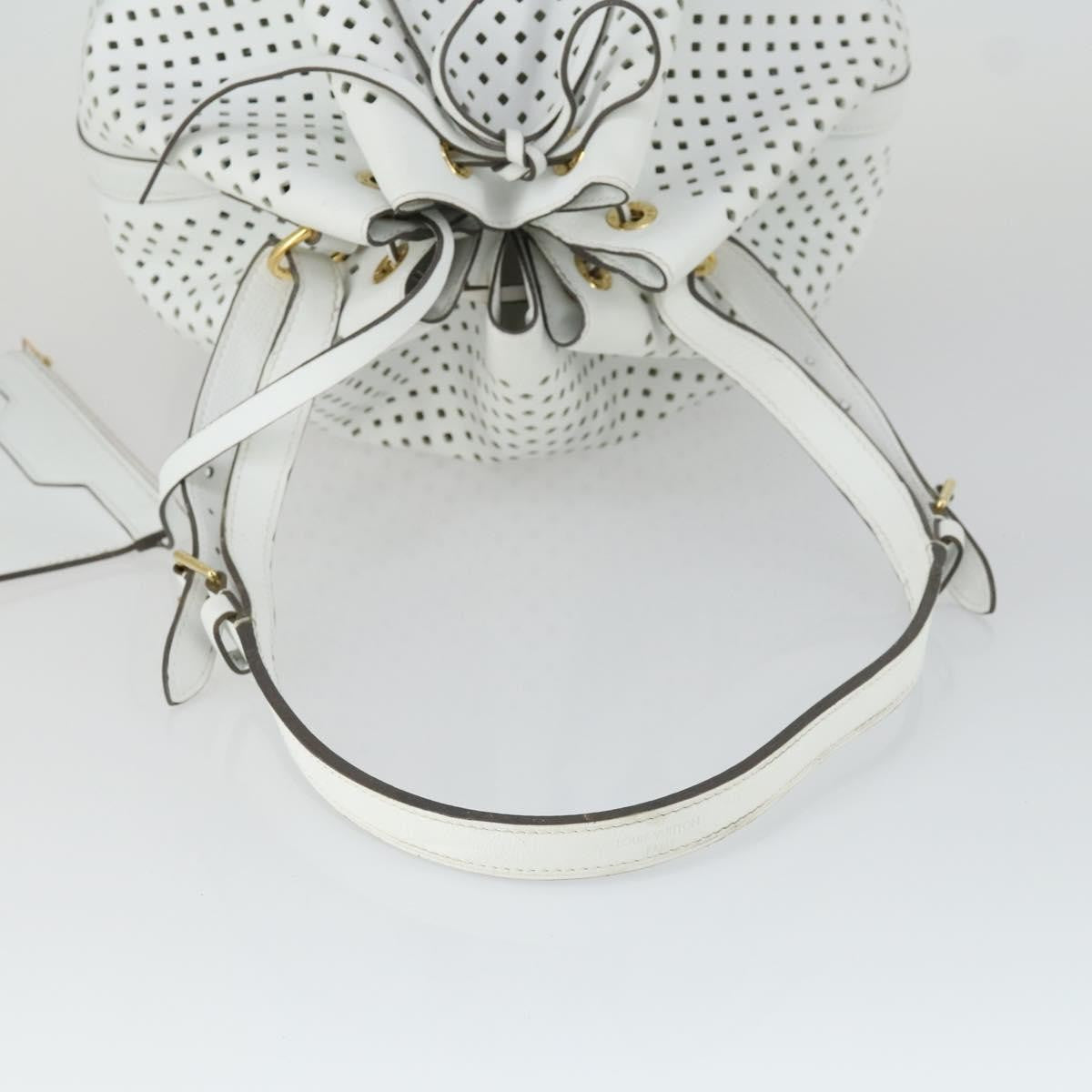 Louis Vuitton Flore Noe Handbag Perforated Leather, WHITE, LEATHER, Shoulder bag