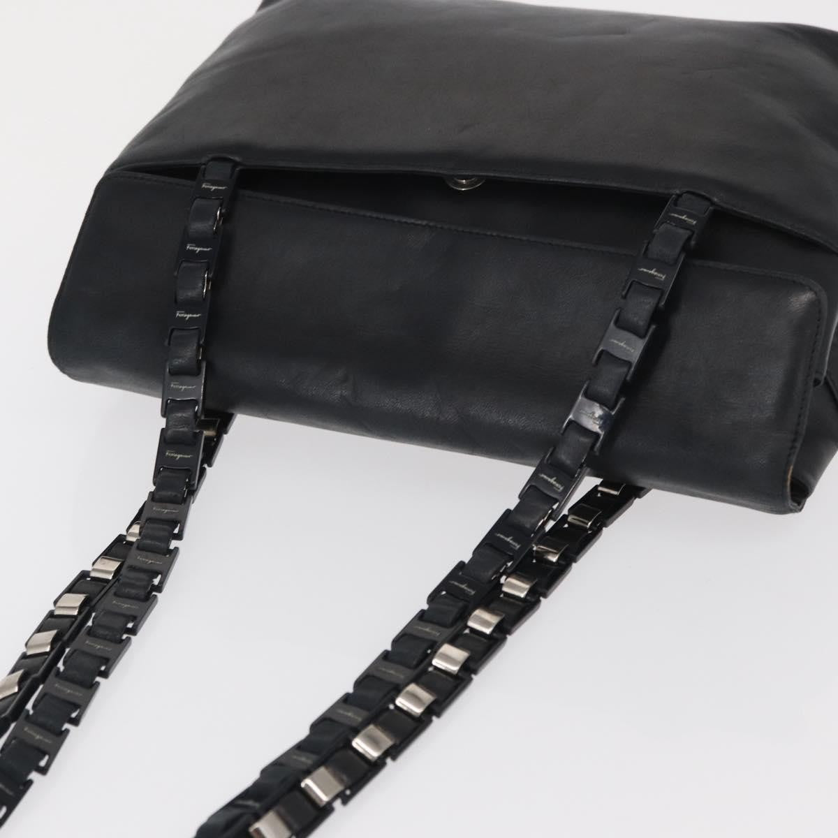 Salvatore Ferragamo Vintage Shoulder Bag Leather, BLACK, LEATHER, Shoulder bag