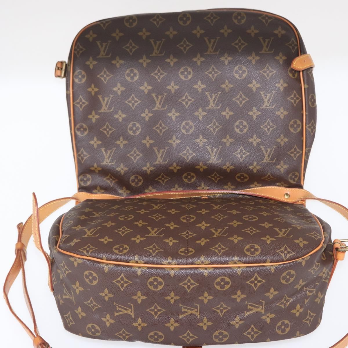 Louis Vuitton Saumur Handbag Monogram Canvas, BROWN, CANVAS, Shoulder bag