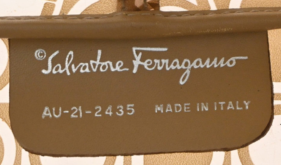 Salvatore Ferragamo Gancini Shoulder Bag Vinyl, Brown, Plastic, Shoulder Bag