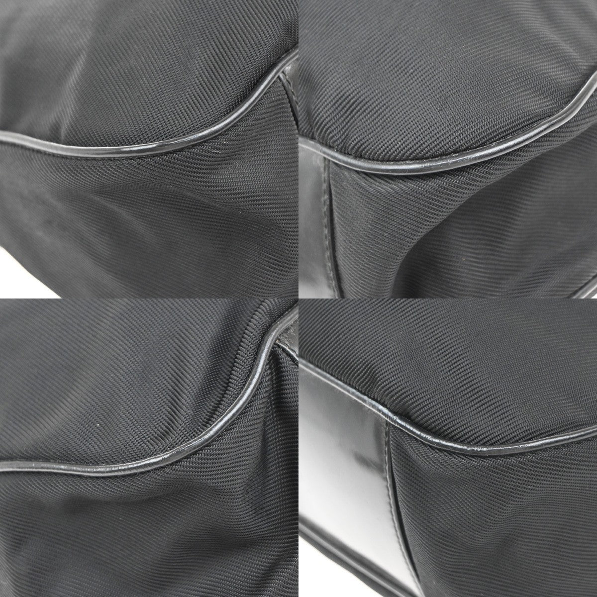 Gucci Vintage Bamboo Handle Open Hobo Nylon, BLACK, NYLON, Shoulder bag