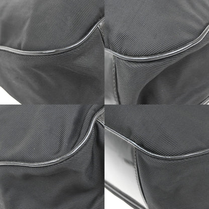 Gucci Vintage Bamboo Handle Open Hobo Nylon, BLACK, NYLON, Shoulder bag
