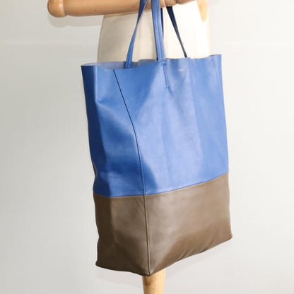 Celine Vertical Cabas Tote Leather, BLUE, LEATHER, Tote bag