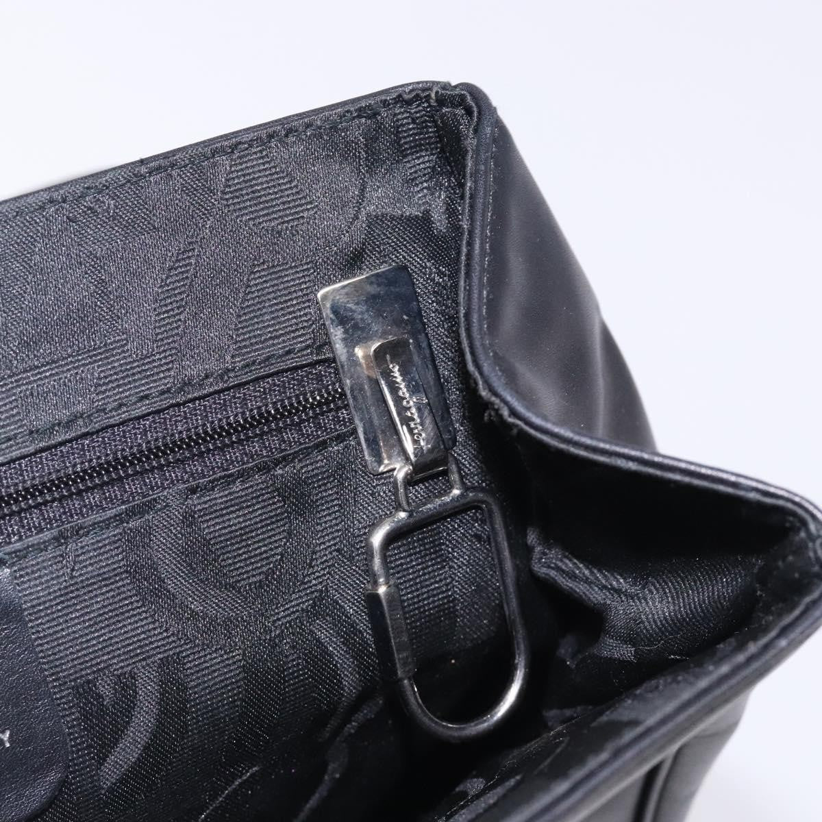 Salvatore Ferragamo Gancini Shoulder Bag Leather, BLACK, LEATHER, Shoulder bag