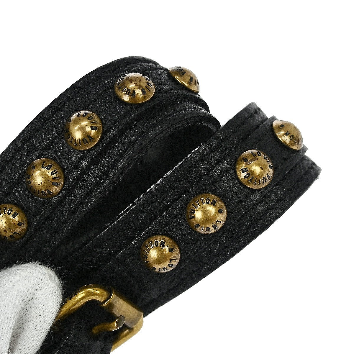 Louis Vuitton Riveting Handbag Studded Lambskin, BLACK, LEATHER, Shoulder bag