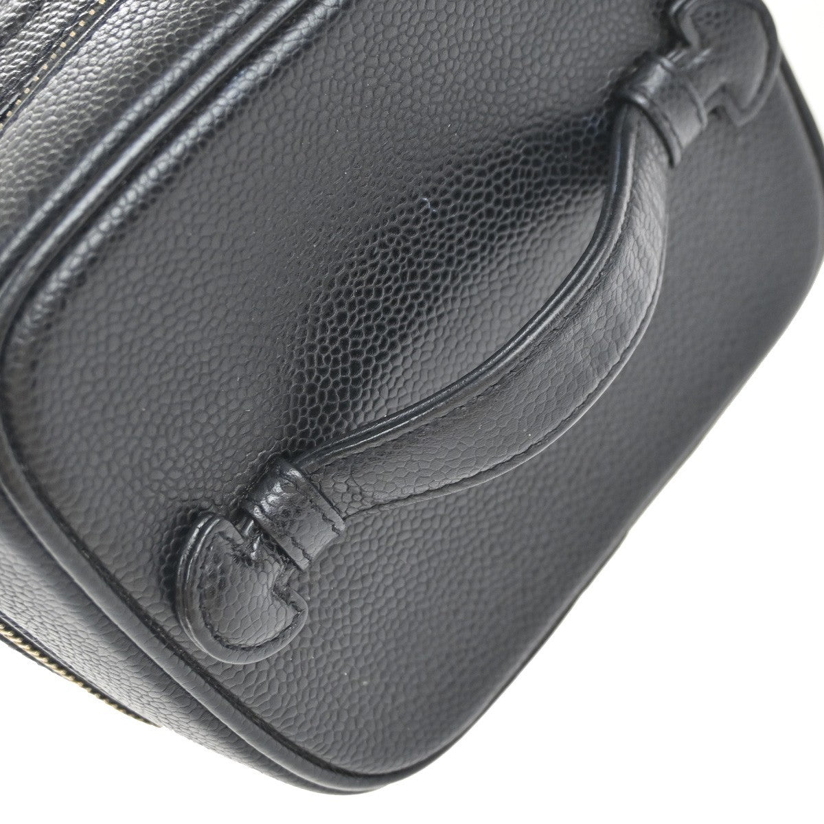 Chanel Vintage Timeless Cosmetic Case Caviar, BLACK, LEATHER, Handbag