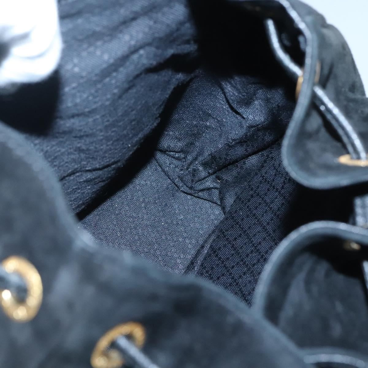 Gucci Vintage Bamboo Backpack Suede and Leather, Black, Suede, Backpack