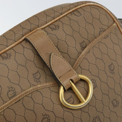 Christian Dior Vintage Honeycomb Shoulder Bag Canvas and Leather, BEIGE, CANVAS, Shoulder bag