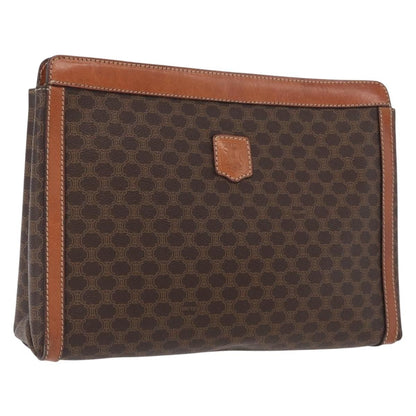 Celine Macadam Pochette Canvas and Leather, BROWN, CANVAS, Clutche & pouche