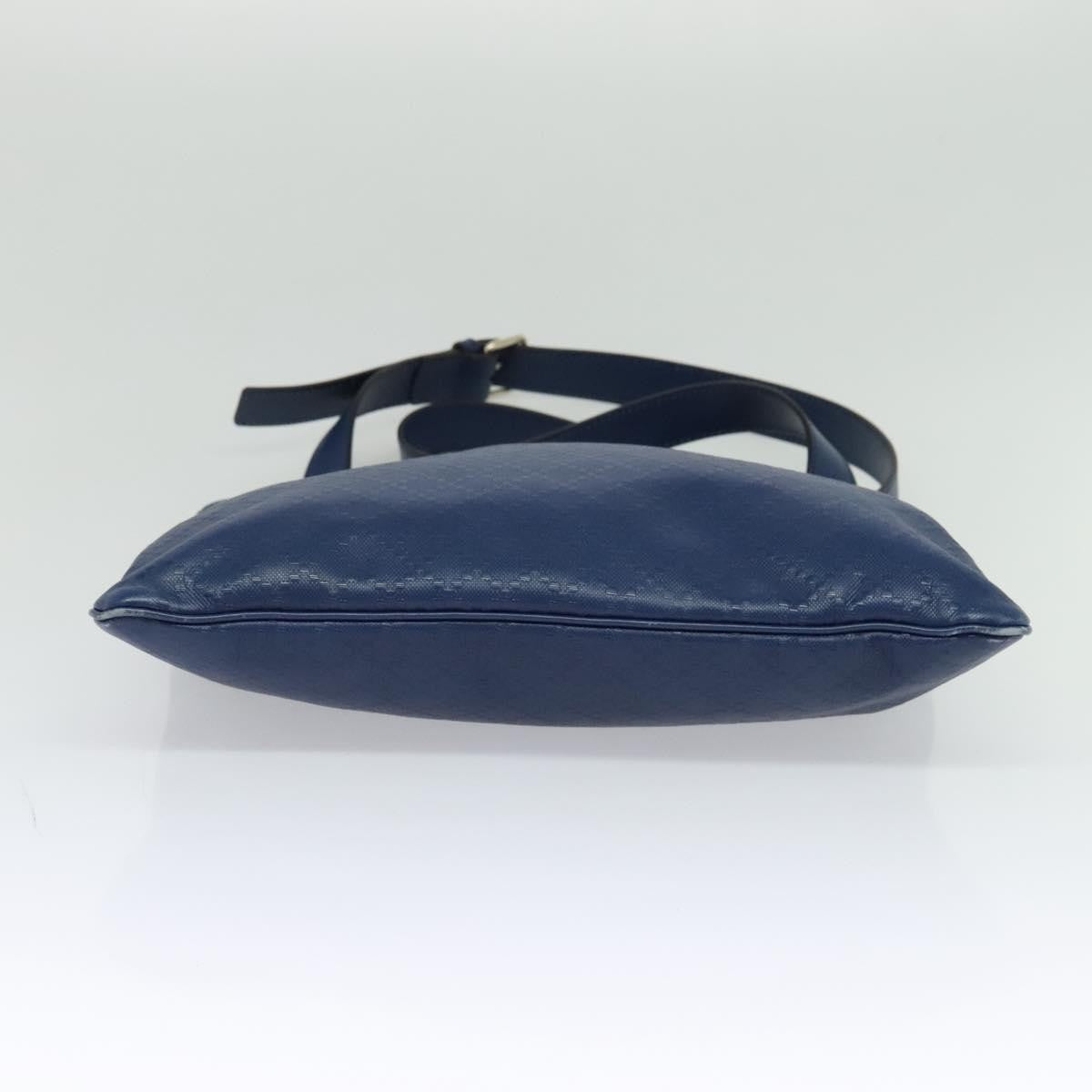Gucci Zip Top Messenger Bag Diamante Leather, BLUE, LEATHER, Shoulder bag