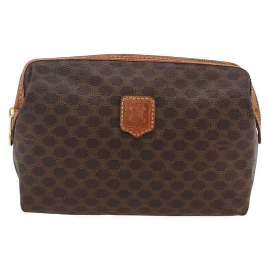 Celine Macadam Pochette Canvas and Leather, BROWN, CANVAS, Clutche & pouche