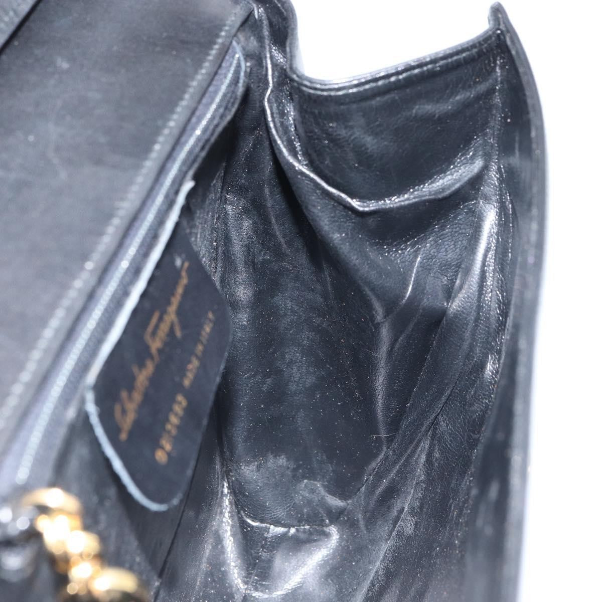 Salvatore Ferragamo Vintage Shoulder Bag Leather, BLACK, LEATHER, Shoulder bag