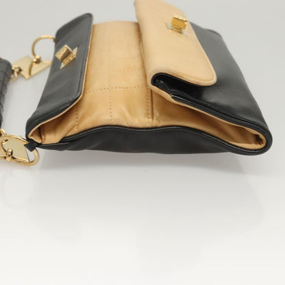 Chanel Chocolate Bar CC Handbag Quilted Lambskin, Beige, Leather, Handbag