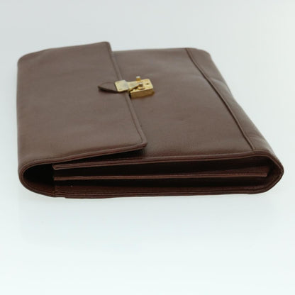 Saint Laurent Vintage Flap Document Holder Leather, BROWN, LEATHER, Briefcase