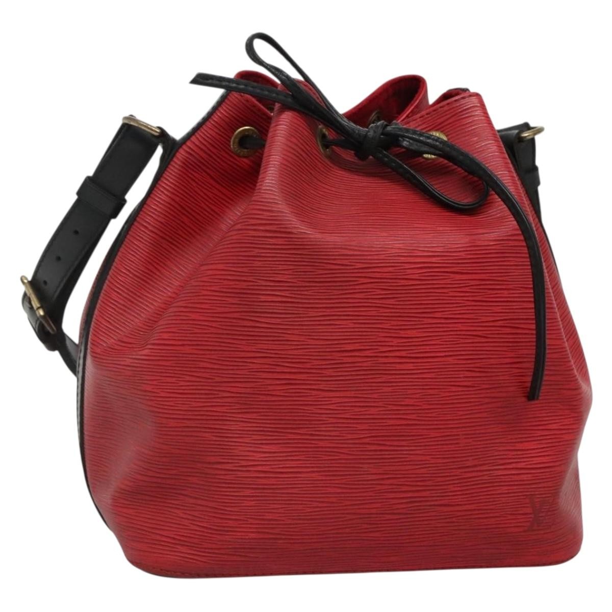 Louis Vuitton Petit Noe Handbag Two Tone Epi Leather, RED, LEATHER, Handbag
