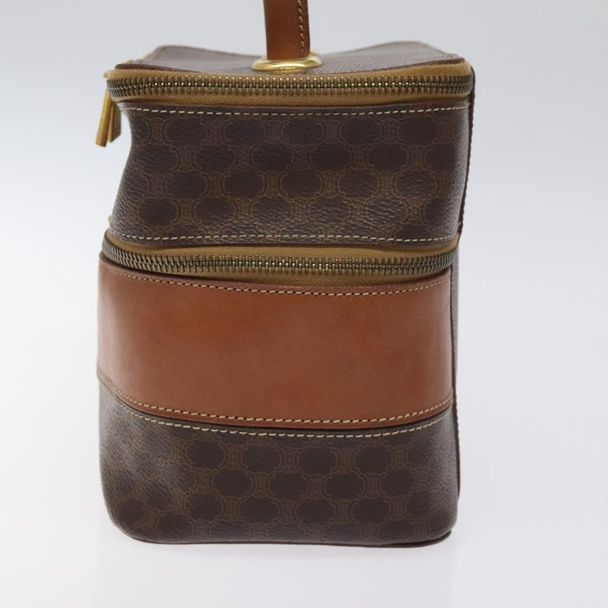 Celine Vintage Double Zip Vanity Case Macadam Coated Canvas, BROWN, CANVAS, Toiletry Case