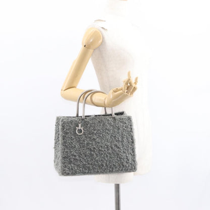 Salvatore Ferragamo Gancini handbag Wool, GRAY, WOOL, Handbag