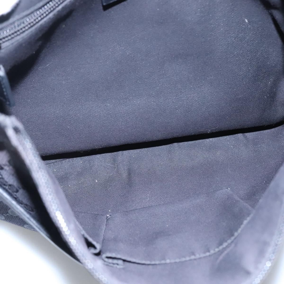 Gucci Zip Messenger Bag GG Canvas with Perforated Leather, BLACK, CANVAS, Shoulder bag