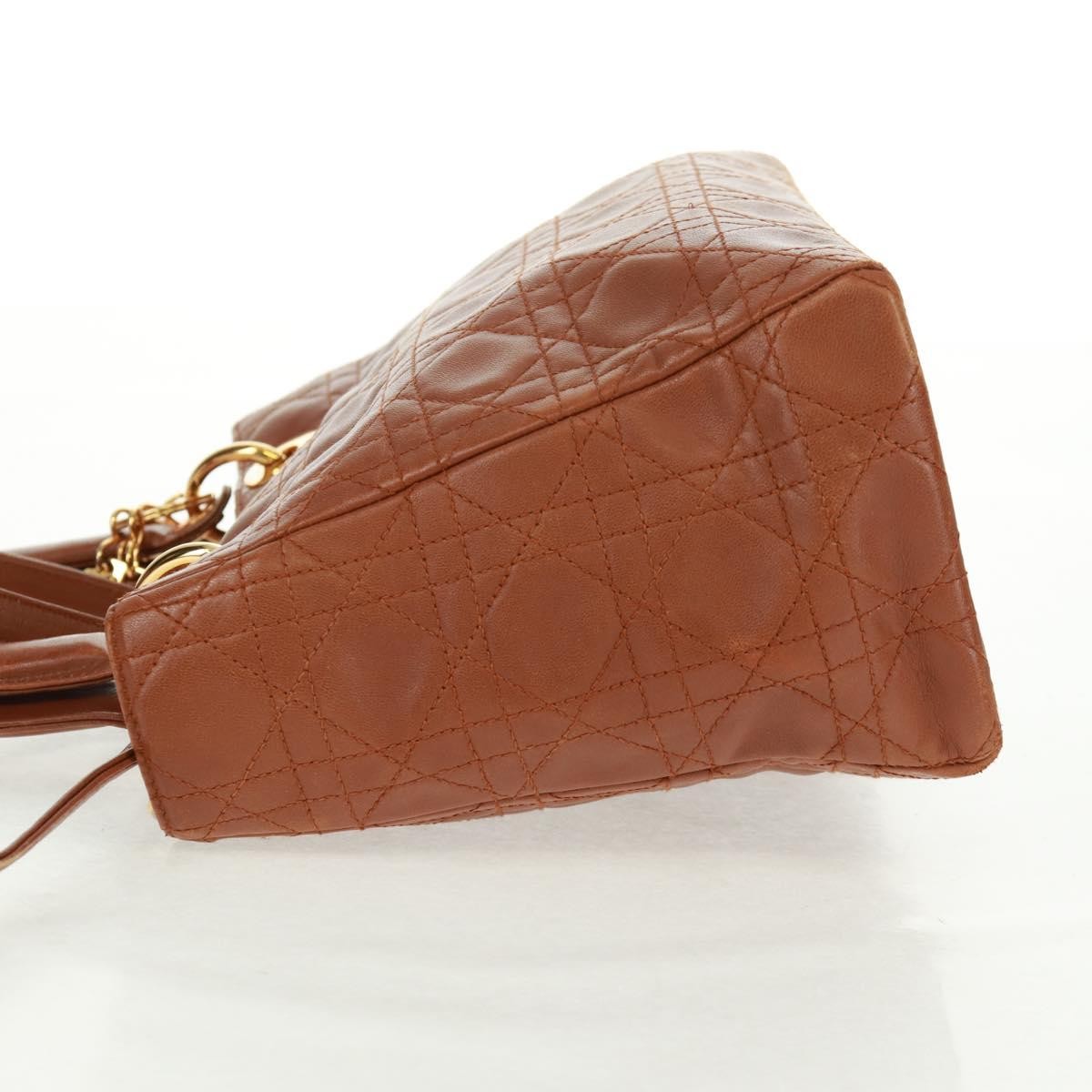 Christian Dior Vintage Lady Dior Bag Cannage Quilt Lambskin, BROWN, LEATHER, Handbag