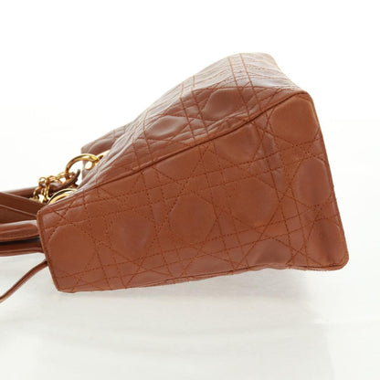 Christian Dior Vintage Lady Dior Bag Cannage Quilt Lambskin, BROWN, LEATHER, Handbag