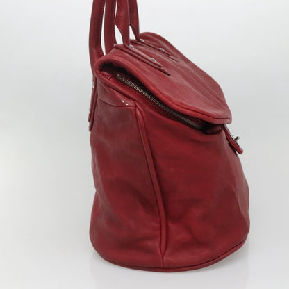 Chanel Vintage CC Turnlock Satchel Leather, RED, LEATHER, Travel bag