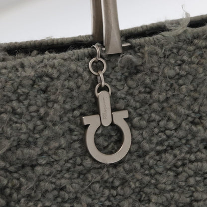 Salvatore Ferragamo Gancini handbag Wool, GRAY, WOOL, Handbag