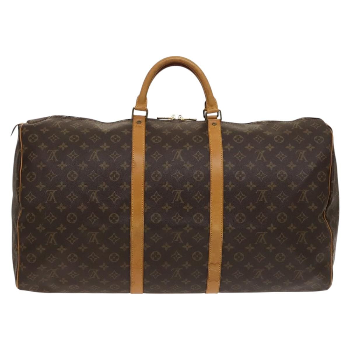 Louis Vuitton Keepall Bag Monogram Canvas, BROWN, CANVAS, Travel bag