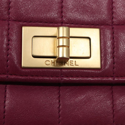 Chanel Vintage Chocolate Bar Double Side Flap Shoulder Bag Quilted Lambskin, PURPLE, LEATHER, Shoulder bag