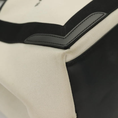 Balenciaga Navy Cabas Canvas with Leather, WHITE, CANVAS, Tote bag