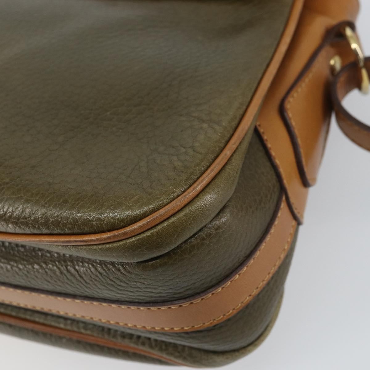 Celine Vintage Shoulder Bag Leather, KHAKI, LEATHER, Shoulder bag