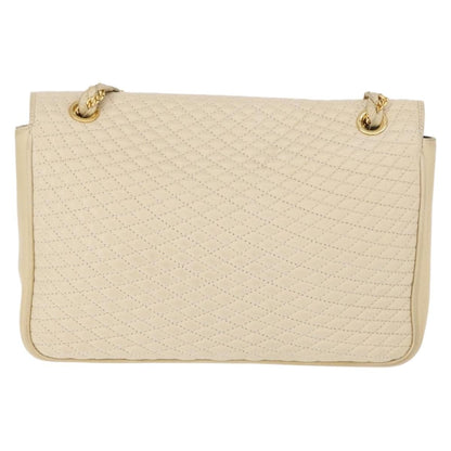 Bally Vintage Chain Shoulder Bag Quilted Leather, ECRU, LEATHER, Shoulder bag