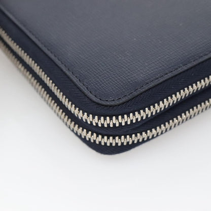 Burberry Reeves Double Zip Organizer Wallet Leather, NAVY, LEATHER, Wallets