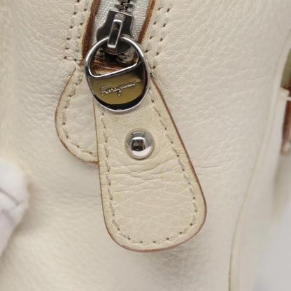 Salvatore Ferragamo Gancini Buckle Shoulder Bag Leather, WHITE, LEATHER, Handbag