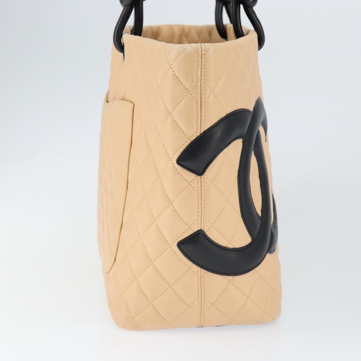Chanel Cambon Tote Quilted Leather, BEIGE, LEATHER, Tote bag