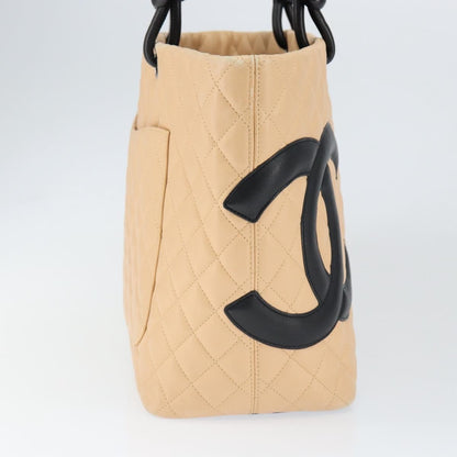 Chanel Cambon Tote Quilted Leather, BEIGE, LEATHER, Tote bag