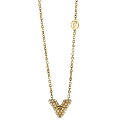 Louis Vuitton Essential V Perle Necklace Metal with Faux Pearls, Gold, Gold Plated, Necklace