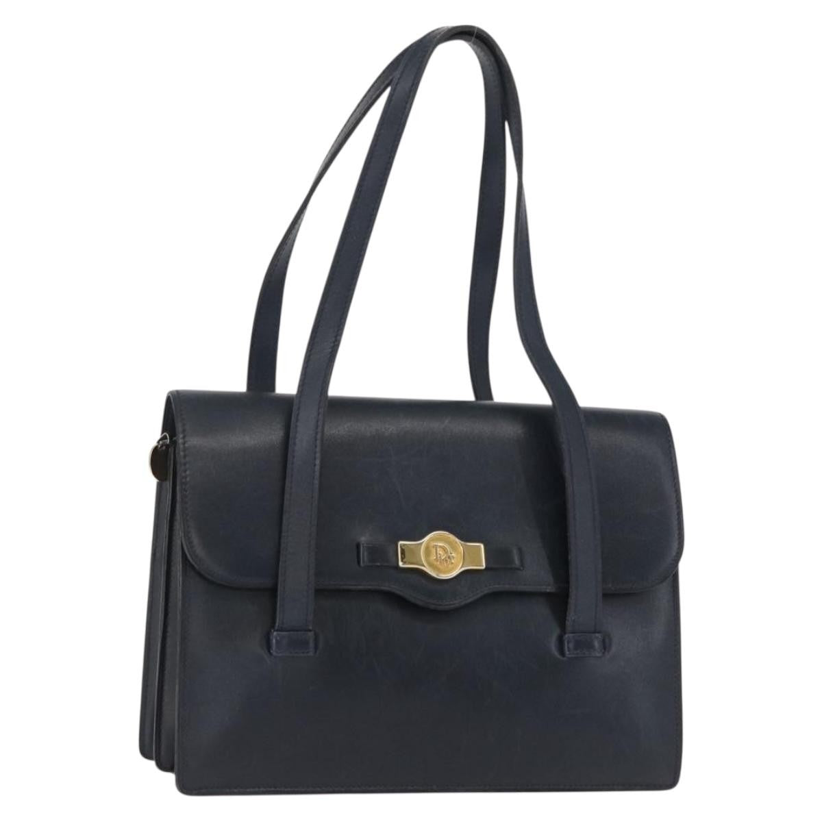 Christian Dior Vintage Handbag Leather, NAVY, LEATHER, Handbag