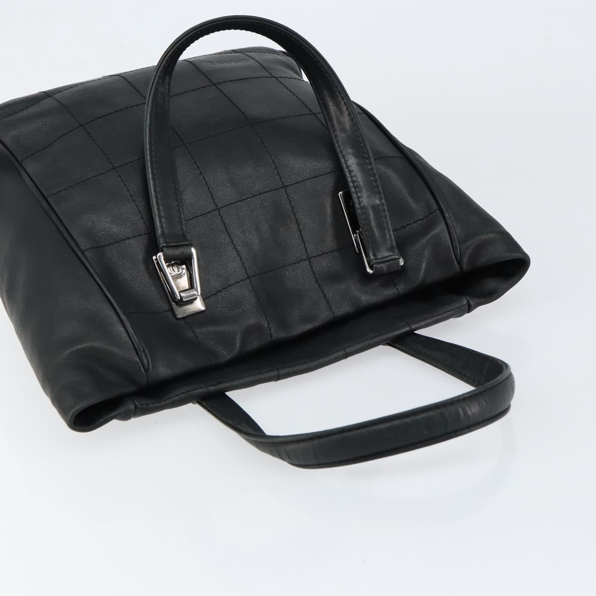 Chanel Square Stitch Tote Quilted Leather, BLACK, LEATHER, Tote bag
