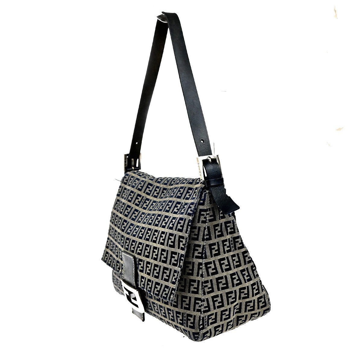 Fendi Mamma Baguette Zucca canvas, NAVY, CANVAS, Shoulder bag